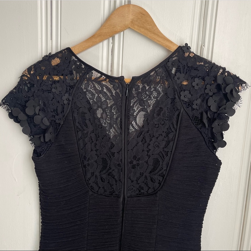 Anthropologie Black Lace Ribbed Bodycon Dress